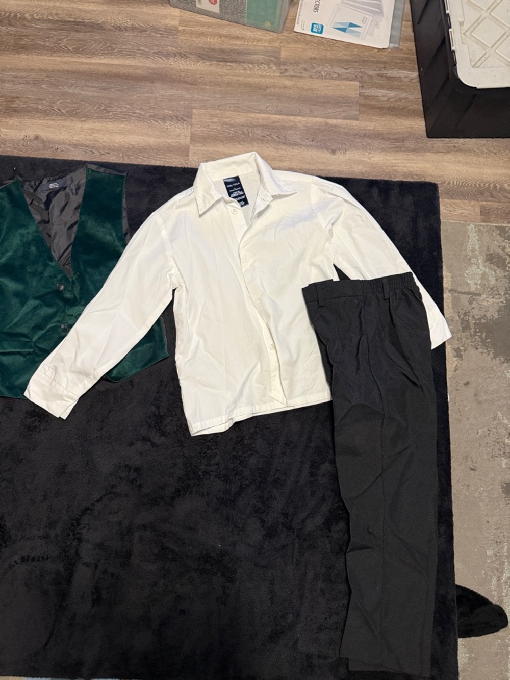 Nautica Boys White Dress Shirt with Black Dress Pants